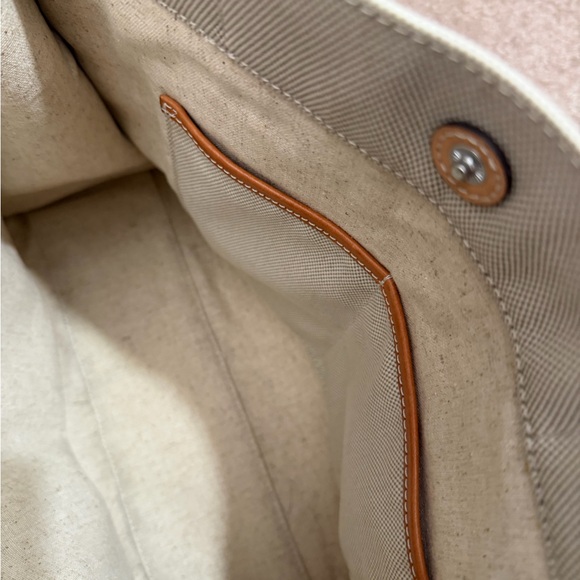 Tory Burch Beige Tote with Multicolor Striped Handles - Picture 6 of 8